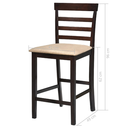 Eettafelset – Eettafel Met Stoelen – Dinerset – Keukenmeubel – Tafel Met Stoelen – Compact Formaat – Rubberhout & Beklede Zitting – Warme Bruintinten