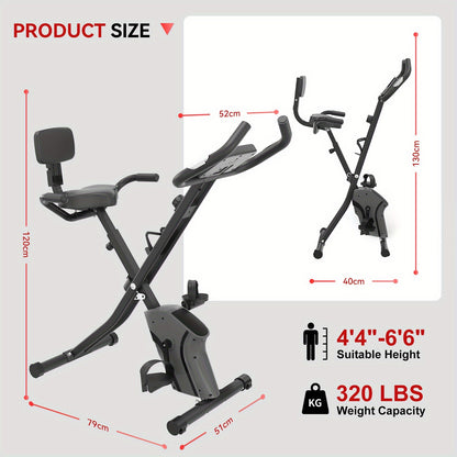 Opvouwbare Hometrainer – Fitnessfiets – Spinbike – Trainingsfiets – Magnetische Weerstand – 8 Instelbare Weerstandsniveaus – Multi-Functie Display – Zwart