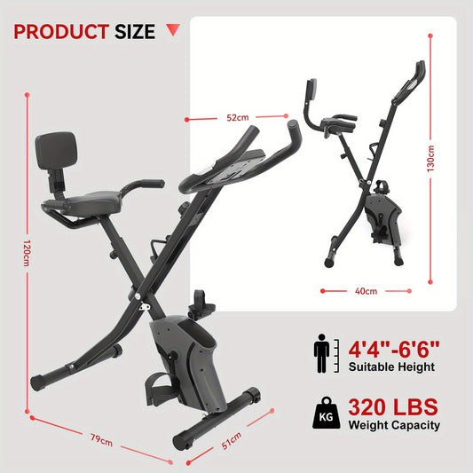 Opvouwbare Hometrainer – Fitnessfiets – Spinbike – Trainingsfiets – Magnetische Weerstand – 8 Instelbare Weerstandsniveaus – Multi-Functie Display – Zwart