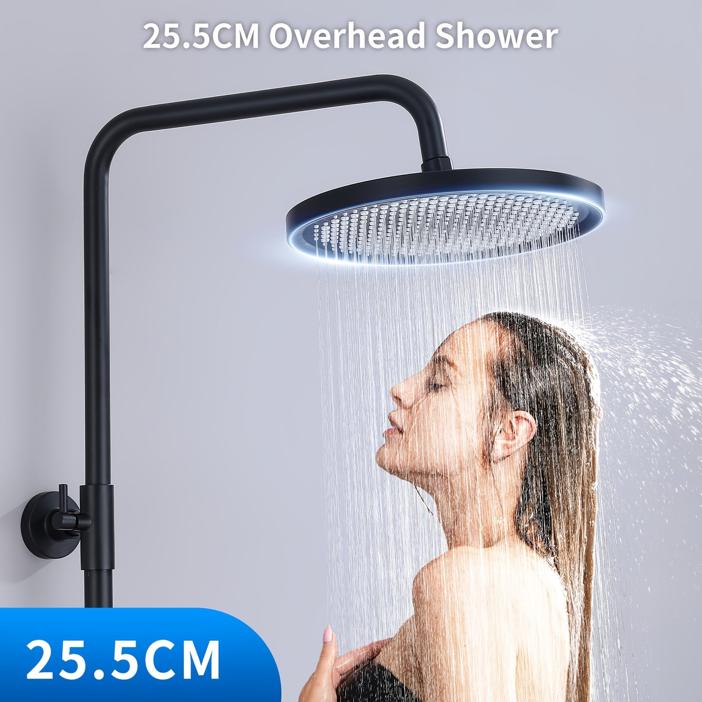 Doucheset – Douche Set – Regendouche – Handdouche – Douchekraan – Constante Temperatuur 38°C – 25 cm Regendouchekop Zwart