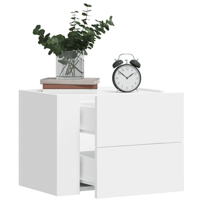 Wandgemonteerde Nachtkastjes – Wandtafels – Muurbevestigde Nachtkast – Slaapkamerplank – Opbergbakje – Ruimtebesparend Design – Eenvoudige Montage – 45x30x14 cm – Wit Kunststof