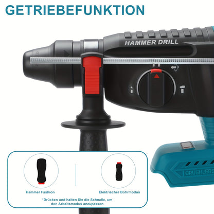 Accu Klopboor – Draadloze Boormachine – Slagboor – Boorhamer – Beitelmachine – 4-in-1 Multifunctioneel – 18V 2 Batterijen – SDS-Plus Systeem – Lichtgewicht