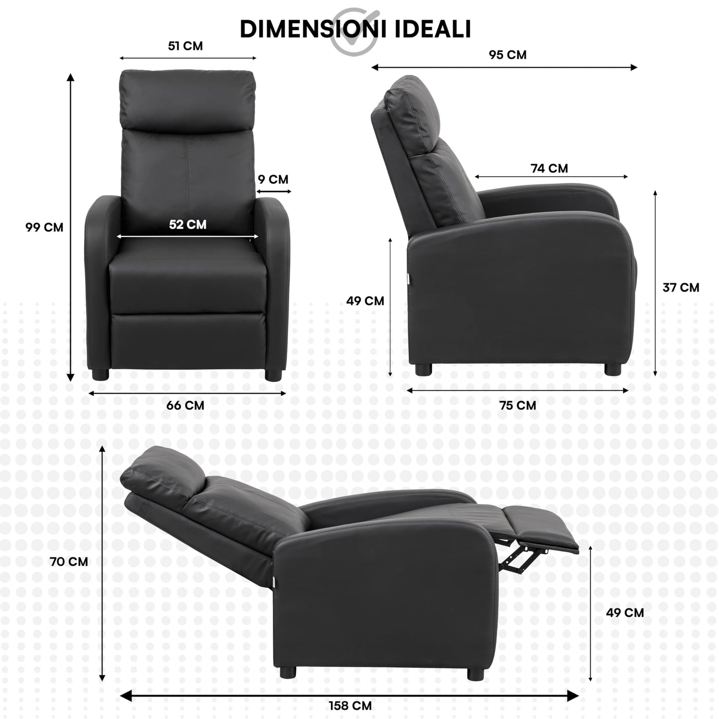 Elektrische Relaxfauteuil – Relaxstoel – Loungefauteuil – Verstelbare Stoel – Recliner – Zacht Schuim – Afstandsbediening & Voetensteun – Compact 66x75x99 cm