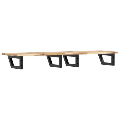 Waskamerspiegelrek – Wandplank – Badkamerplank – Opbergrek – Wandrek – Modern Design – Acaciahout & Stalen Frame – Ruimtebesparend & Eenvoudig Te Monteren
