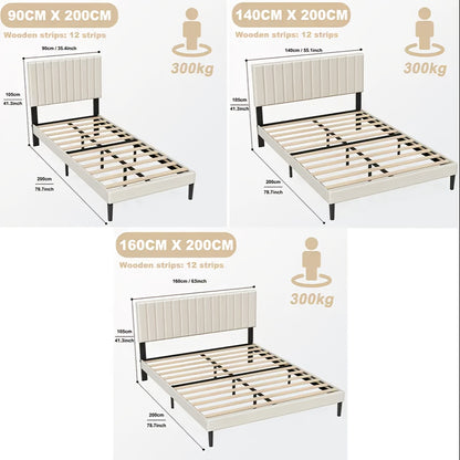Hoofdbord Slaapkamer – Bedpaneel Wandbekleding – Bedwand Stijlvol – Bed Frame Design – Zwart 160x200 cm – Lichtgewicht Stoffen Bekleding – Metaalframe Max 300kg Belastbaar