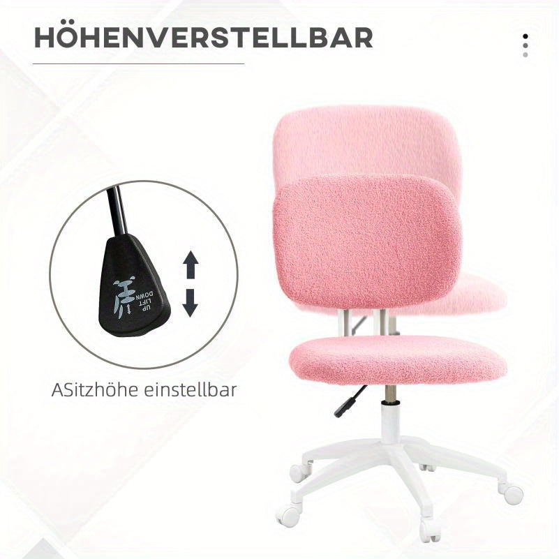 Ergonomische Bureaustoel – Kantoorstoel – Desk Chair – Werkstoel – Thuiswerkstoel – Verstelbaar Comfort – Fluwelen Bekleding Roze