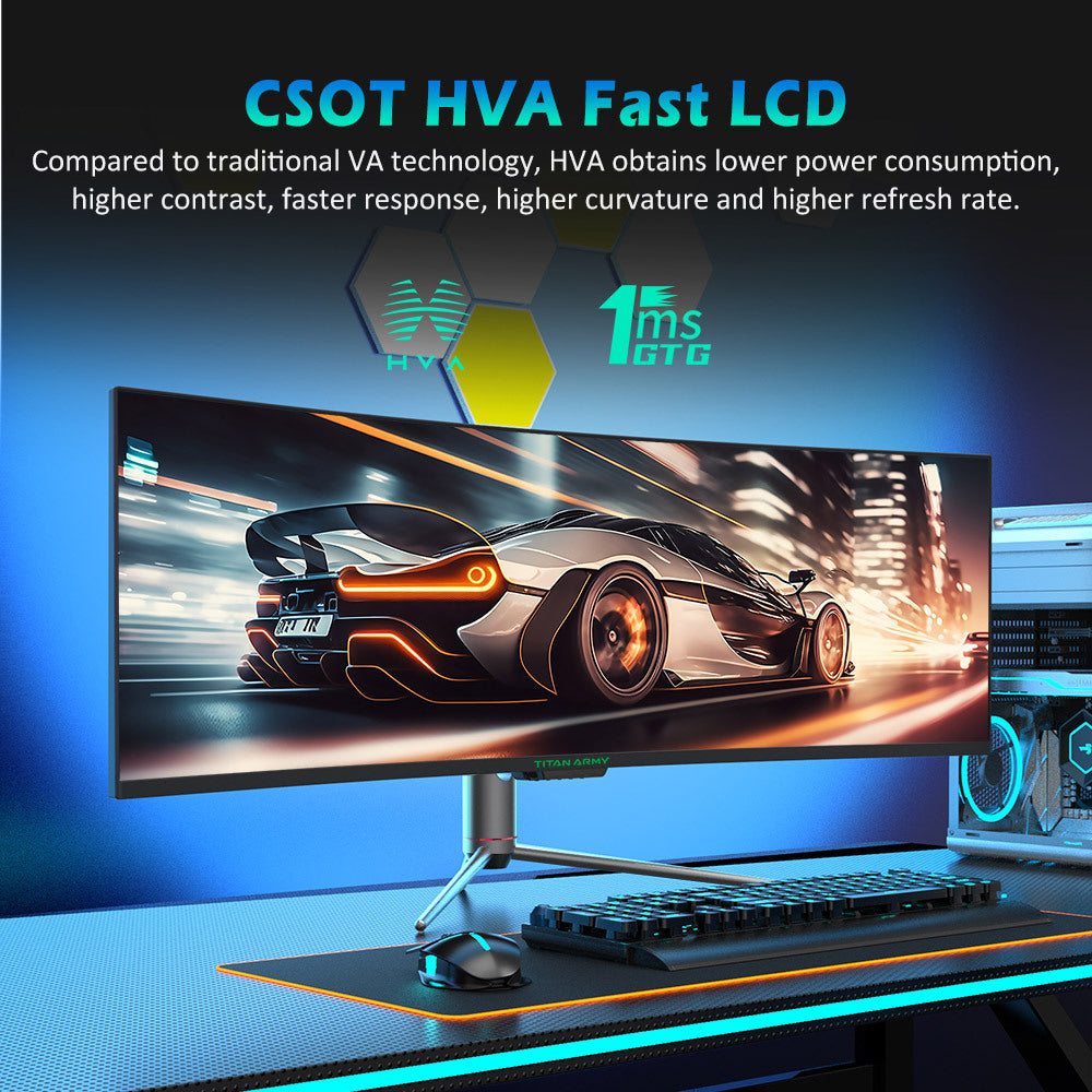 Gaming Monitor – Gaming Monitoren – Curved Monitor – Ultrawide Monitor – PC Monitor – 49 Inch 32:9 Curved Scherm – 144Hz Refresh Rate