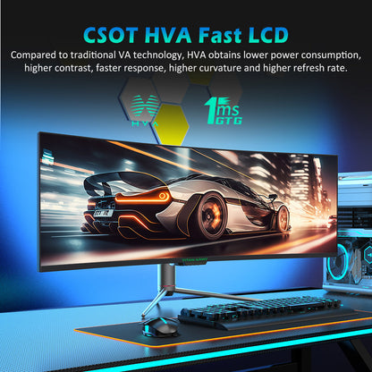 Gaming Monitor – Gaming Monitoren – Curved Monitor – Ultrawide Monitor – PC Monitor – 49 Inch 32:9 Curved Scherm – 144Hz Refresh Rate