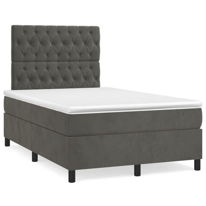 Boxspringbed – Boxspring – Slaapbank – Ledikant – Bedframe – Donkergrijs – Hardhouten Frame – Brandvertragende Bekleding – 120x200 cm – 47 cm Hoogte