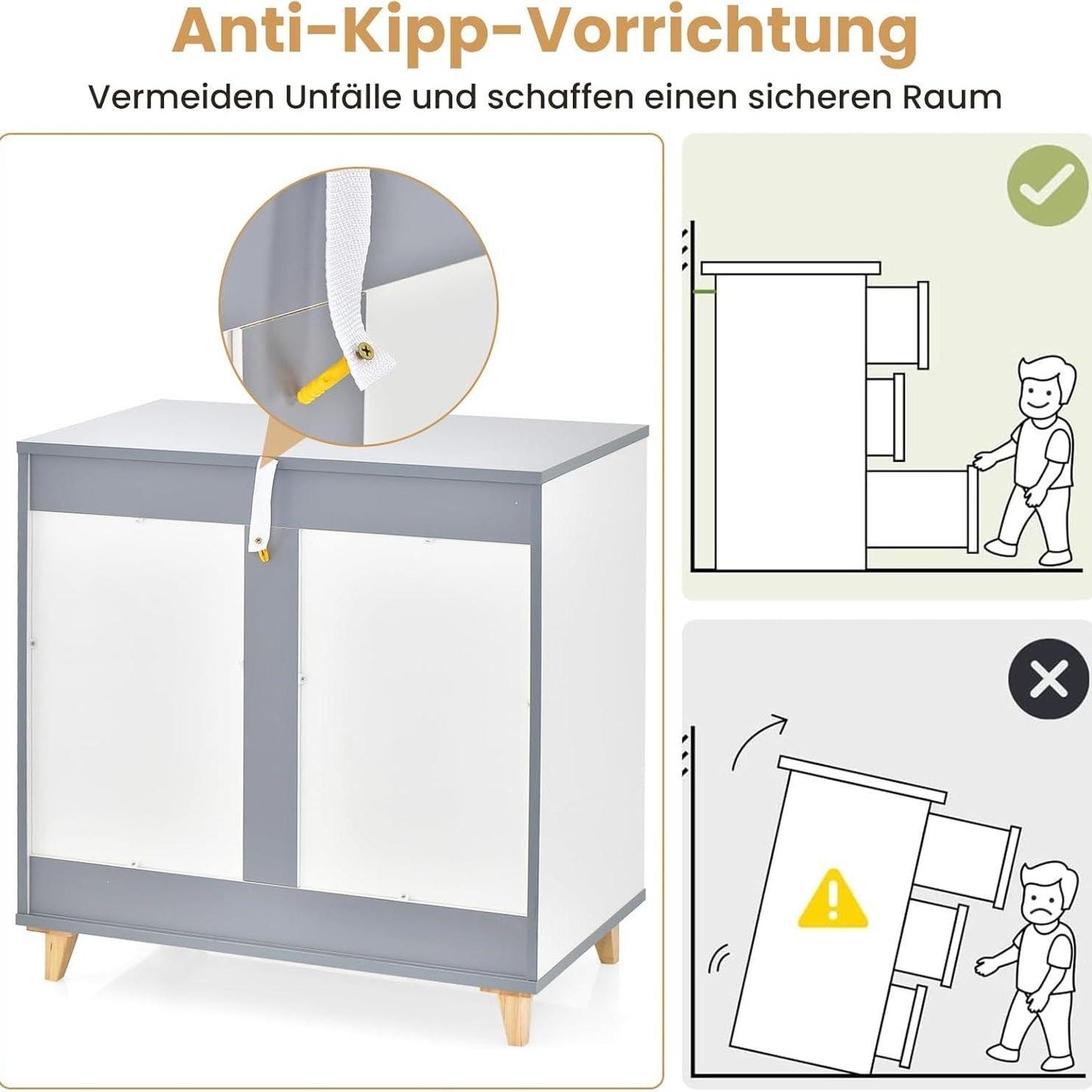Nachtkastje – Ladekast – Opbergkast – Bedtafeltje – Bijzetkast – Met 3 Ruime Lades – Stabiel MDF Hout 75x42x75 cm