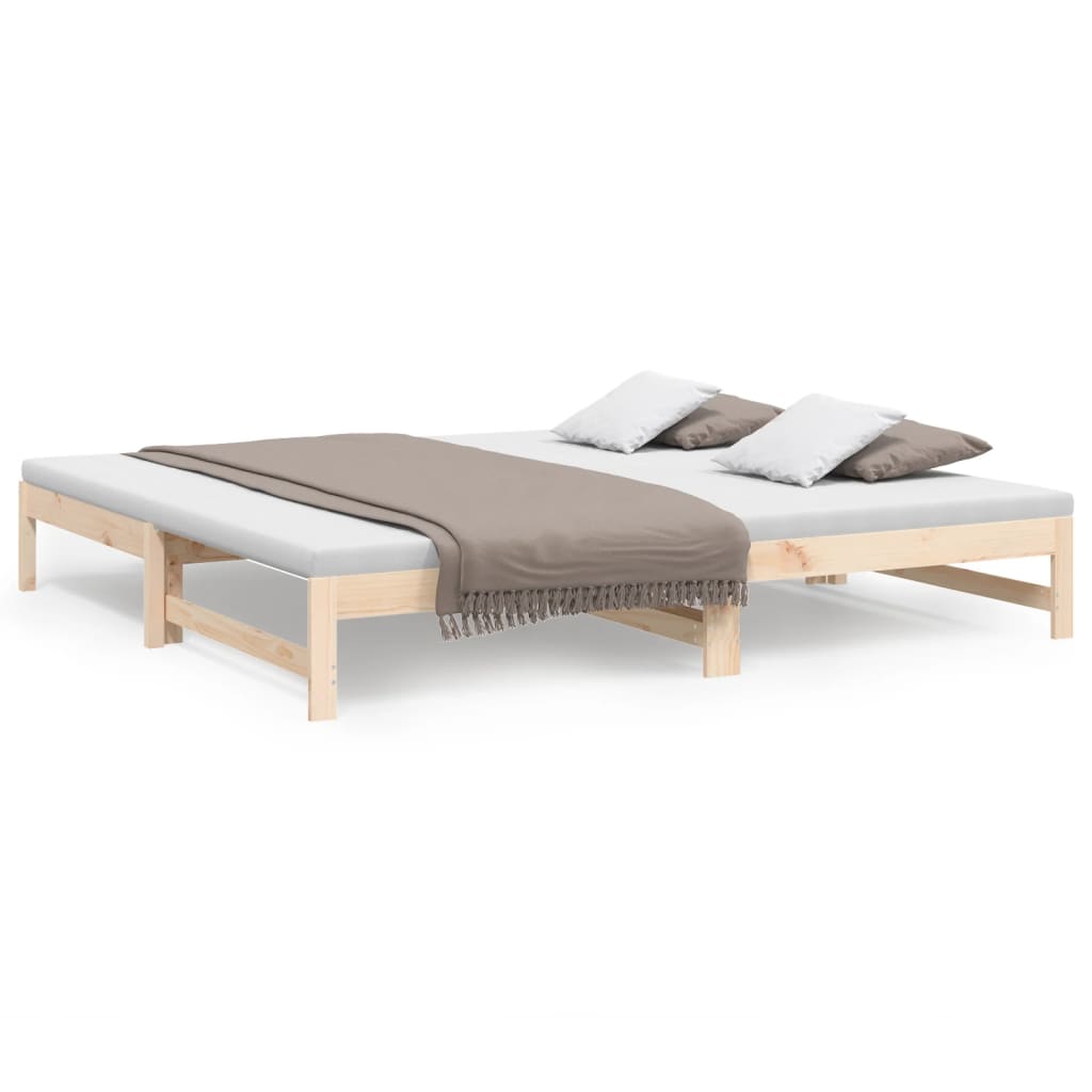 Bedbank – Slaapbank – Logeerbed – Bedbank Met Lade – Bedbank Voor Kleine Ruimte – Massief Dennenhout – Lattenbodem – 205,5x158x30 cm