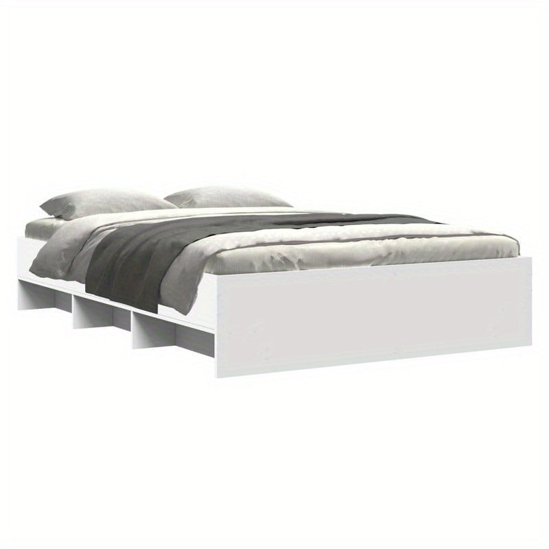 Modern Minimalist White Bed Frame - Extra Large European King Size (140x200cm), Heavy-Duty Hardwood Construction, Easy Assembly, Sturdy & Space-Efficient Design for Master Bedrooms & Guest Rooms - Durable Modern Furniture, Be