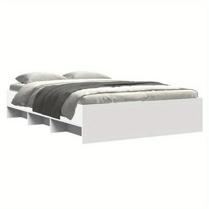 Modern Minimalist White Bed Frame - Extra Large European King Size (140x200cm), Heavy-Duty Hardwood Construction, Easy Assembly, Sturdy & Space-Efficient Design for Master Bedrooms & Guest Rooms - Durable Modern Furniture, Be