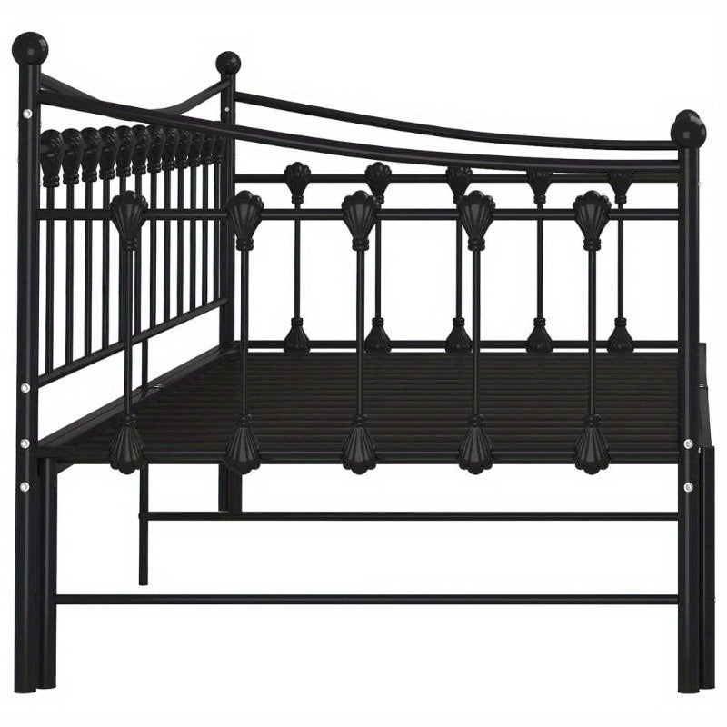 Bedbankframe – Uittrekbare Sofa – Slaapbank Frame – Bedframe Metaal – Logeerbed Frame Zwart – Ruimtebesparend – 90x200 cm