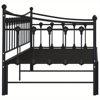 Bedbankframe – Uittrekbare Sofa – Slaapbank Frame – Bedframe Metaal – Logeerbed Frame Zwart – Ruimtebesparend – 90x200 cm
