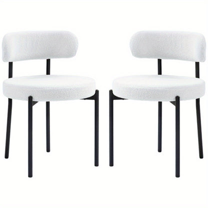 Eetkamerstoelen – Stoelen – Zitmeubels – Bijzetstoelen – Eetkamerstoelen Set – Crèmekleurige Fleece Bekleding – Stevige Metalen Poten – Onderhoudsvriendelijk & Comfortabel