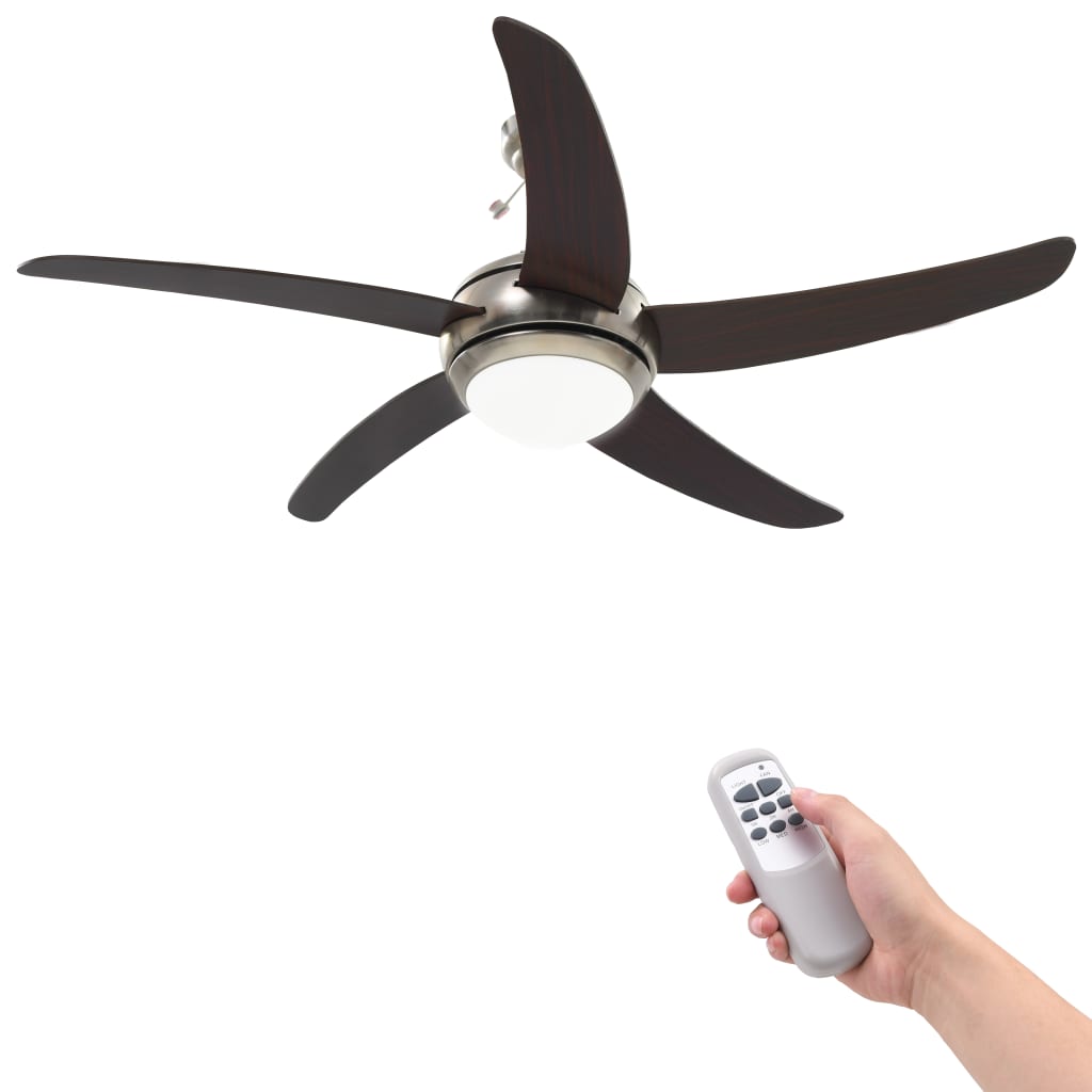 Plafondventilator – Ventilator – Plafondlamp – Luchtcirculatie – Verlichting – Ø 128 cm – Afstandsbediening – 3 Snelheden – Warm Bruin
