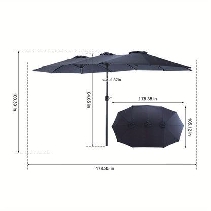 Tuinparasol – Terrasparasol – Marketparasol – Zweefparasol – Dubbelzijdige Parasol – 4,8 Meter Groot – Crank Kantelbaar – Marineblauw