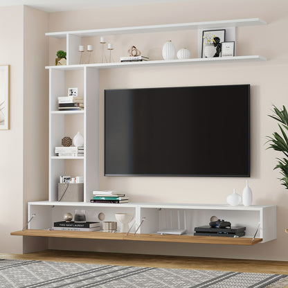 tv meubel – tv kast – tv meubelset – mediameubel – dressoir – bamboe materiaal – geschikt tot 203,2 cm tv’s – ruimtebesparend ontwerp
