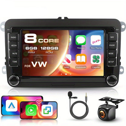 Autoradio – Car Stereo – Auto Radio – 1 DIN – 2 DIN – 7” Touchscreen – Android 15 – Qualcomm Octa-Core Processor – Draadloos CarPlay & Android Auto - QUORE