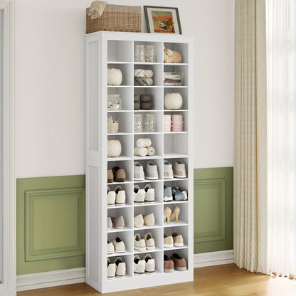 Schoenenkast – Schoenenrek – Schoenencabinet – Opbergkast Schoenen – Schoenendisplay – Wit – 30 Paar Capaciteit – Verstelbare Planken