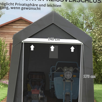 Garagetent – Opslagtent – Carport – Schuurtent – Garage Shelter – Waterafstotende Folie – Ritssluiting Deur – 2,1x3,6x2,35 m – Donkergrijs
