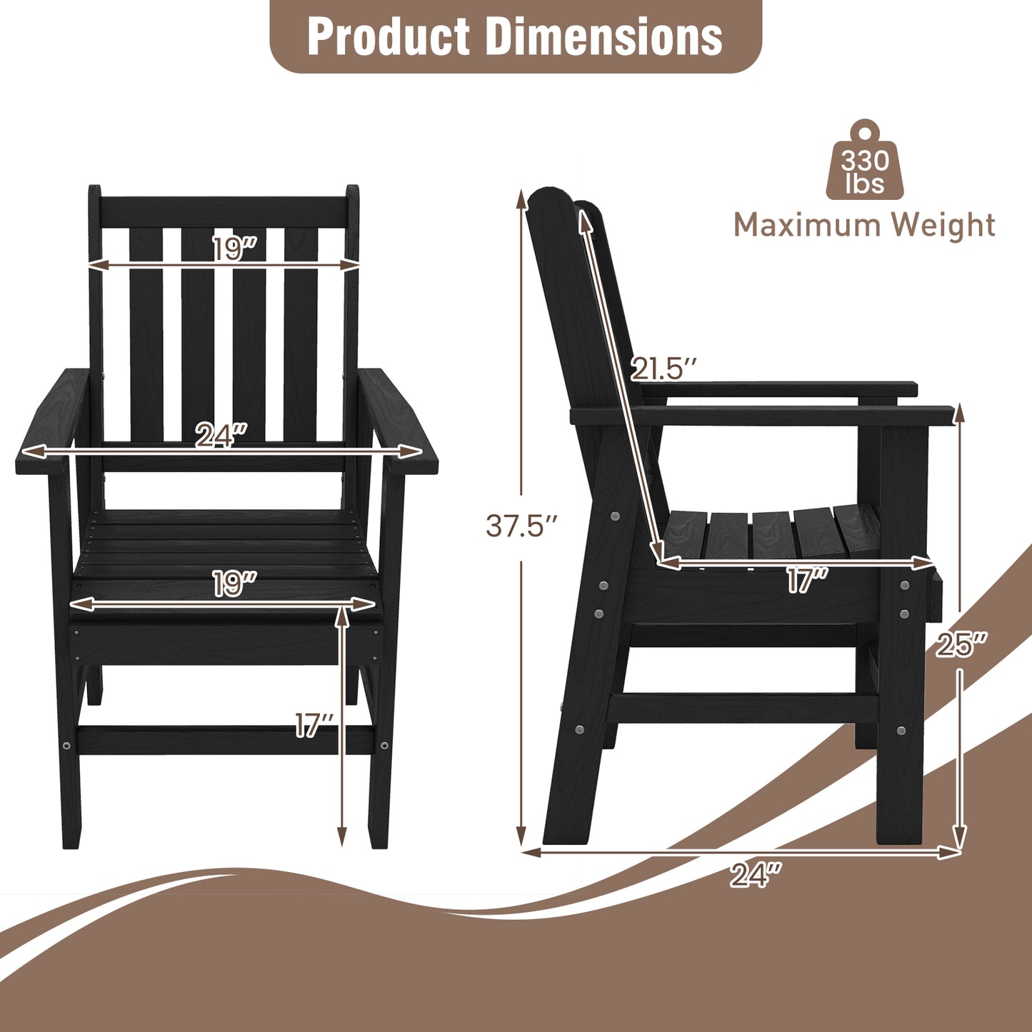 Tuinstoel – Buitenstoel – Tuinmeubel – Patiostoel – Balkonstoel – Weerbestendig HDPE – Ergonomisch Zitcomfort