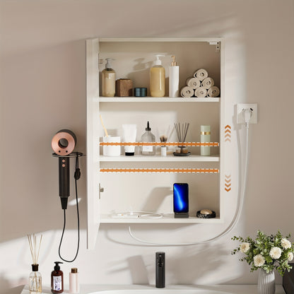 Badkamerkast – Spiegelkast – Wandkast – Opbergkast – 50x15x70 cm – Antibeschimmel Spiegel – Verstelbare Planken