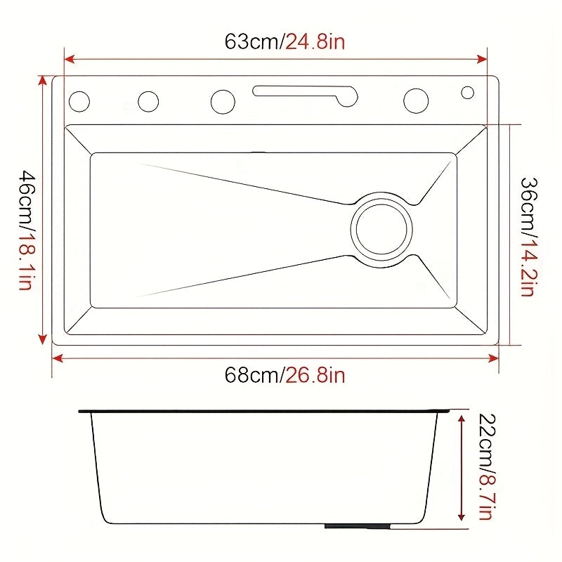 Dubbele Spoelbak – Keukenspoelbak – RVS Spoelbak – Onderbouw Spoelbak – Gootsteen – 68x45x22 cm – RVS Gunmetal Grijs – 3-in-1 Kraan Met LED Temperatuurdisplay