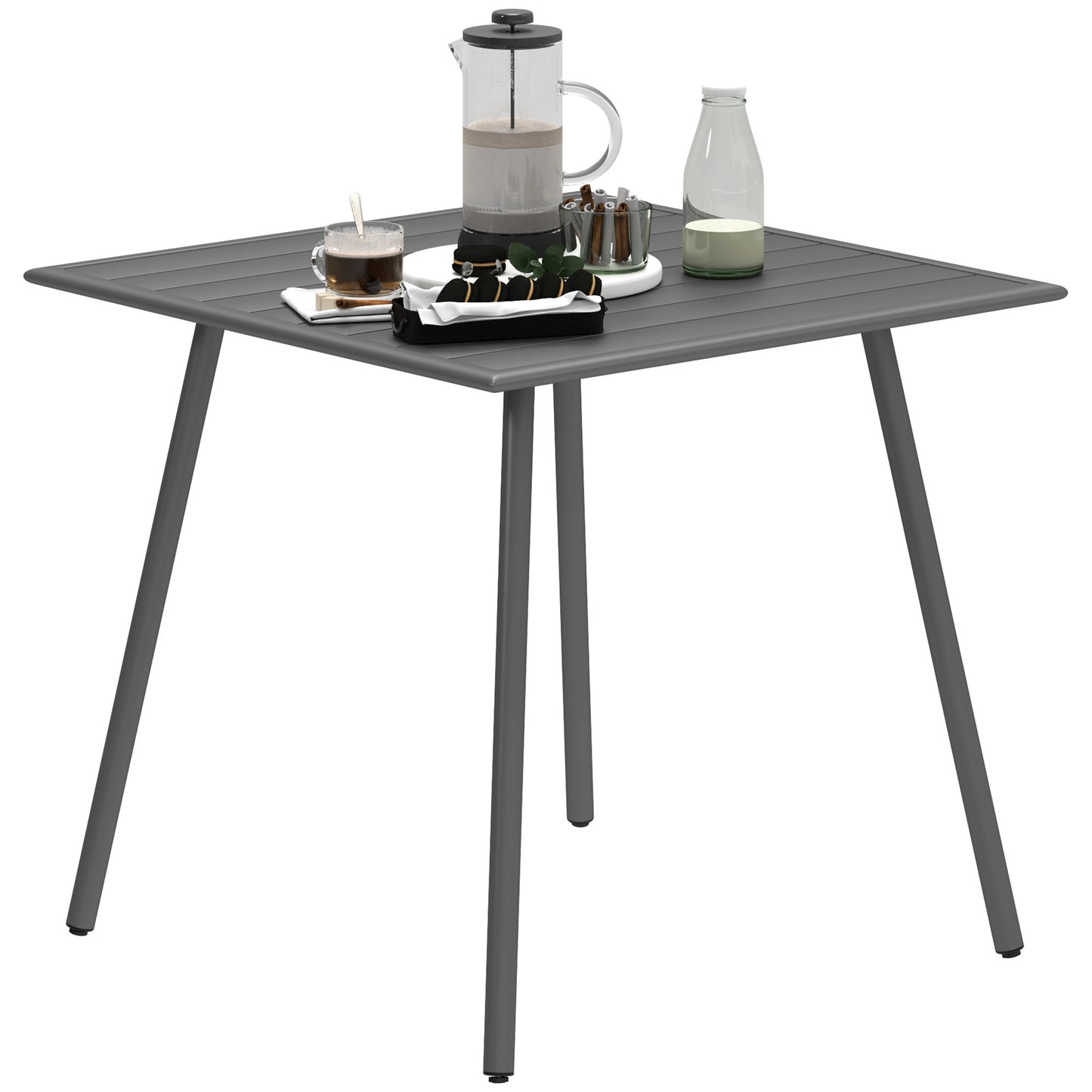 Tuinset – Tuintafel – Diningset – Bistroset – Loungeset – 6 Personen – Waterbestendig Lattenblad – Roestvrij Stalen Frame – Grijs – 150x80x74 cm