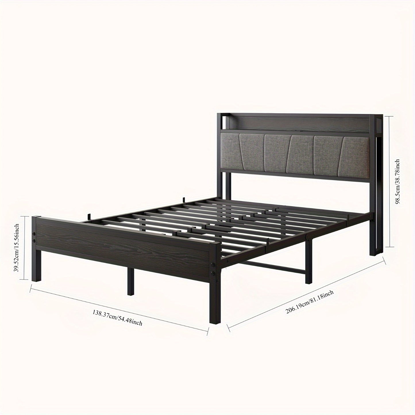 Bedframe – Bed – Eenpersoonsbed – Tweepersoonsbed – Metalen Bed – 140x200 cm – Stevig Zwart Metaal – Inclusief Spiraalbodem