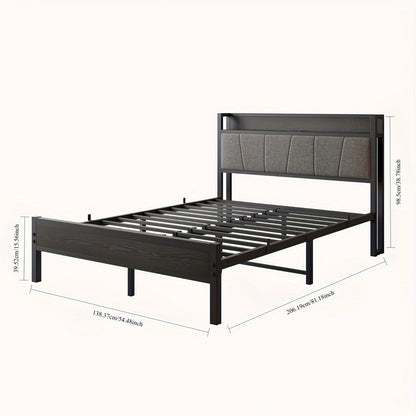 Bedframe – Bed – Eenpersoonsbed – Tweepersoonsbed – Metalen Bed – 140x200 cm – Stevig Zwart Metaal – Inclusief Spiraalbodem