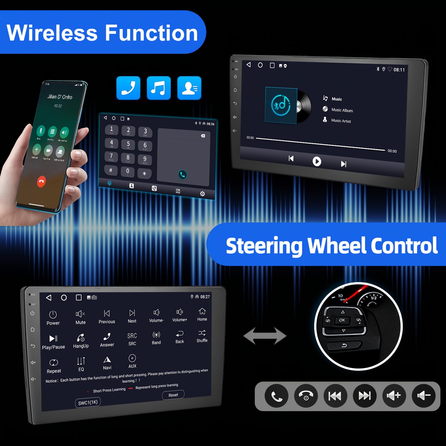 Android 14 Autoradio – Multimediasysteem – Auto Stereo – Navigatiesysteem – Touchscreen Radio – Met Camera – 9 Inch IPS HD Scherm – Draadloze CarPlay & Android Auto