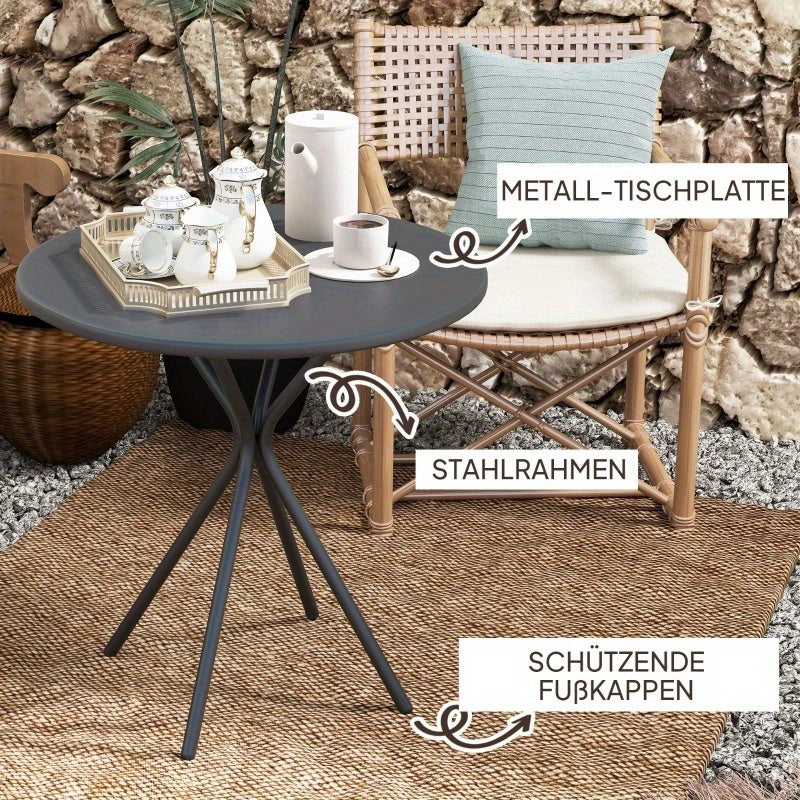 Ronde Buiten Tafel – Tuin Tafel – Balkon Tafel – Camping Tafel – Patio Tafel – Weerbestendig – Stevig Met Gemakkelijk Schoon Te Maken Blad