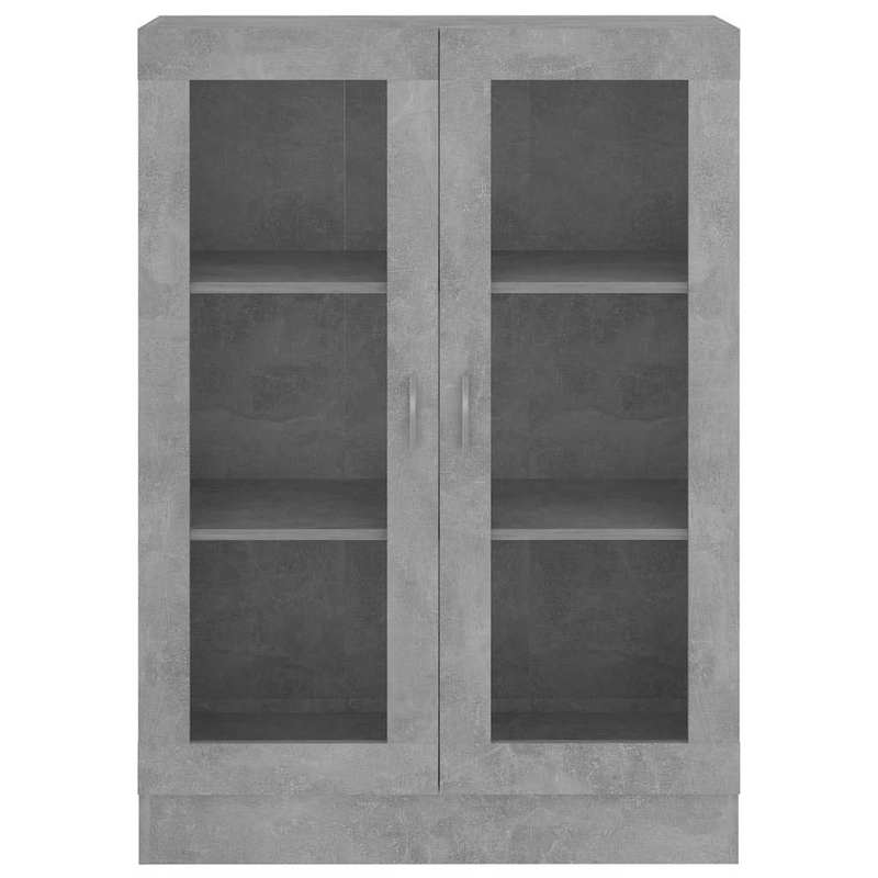 Modern Freestanding Display Cabinet with Doors & Shelves - Concrete Gray Wood Construction, 81.53cmH x 82.55cmW x 114.55cmD Storage Cabinet, 3.2 Cu Ft Capacity, Sturdy Floor Cabinet for Living Room, Home Office, Entryway - Ea