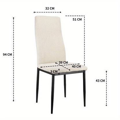 Eetkamerstoel – Stoel – Kuipstoel – Keukenstoel – Zithoekstoel – Metalen Frame – Gevuld Zitvlak – Comfortabele Hoge Rugleuning – Set van 4