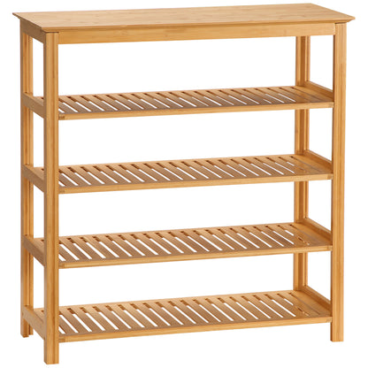 Schoenenrek – Schoenenkast – Schoenenbank – Schoenenopberger – Halmeubel – Bamboe – 5 Niveaus – Opbergruimte Voor 20 Paar Schoenen