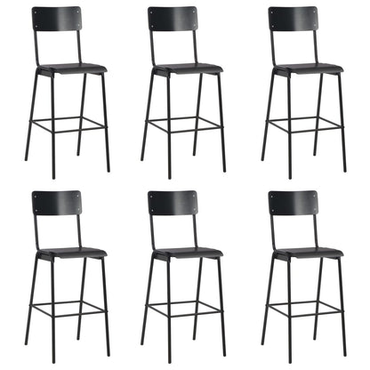 Barstoel – Barkruk – Barkruk – Keukenstoel – Bistrostoel – Set van 6 – Multiplex Zitting – Gepoedercoat Stalen Poten