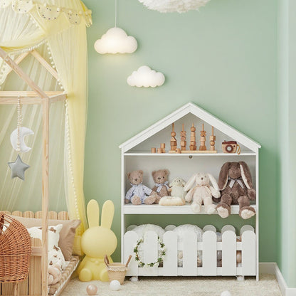 Boekenkast – Boekenrek – Vakkenkast – Opbergkast – Kinderboekenkast – MDF Wit – 91x30x114 cm – Draagvermogen 25 kg