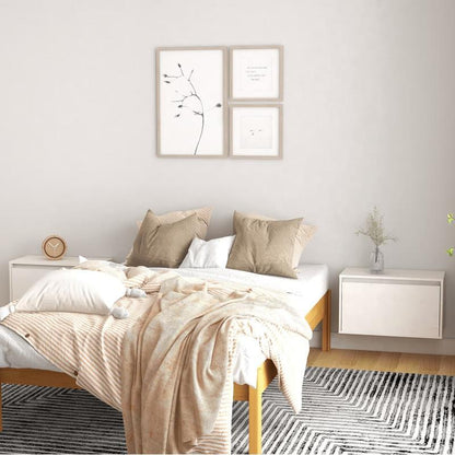 Wandplank – Opbergplank – Wandkast – Muurkast – Houten Wandplank – Set 2 Stuks Wit – Massief Grenen Hout – 60x30x35 cm