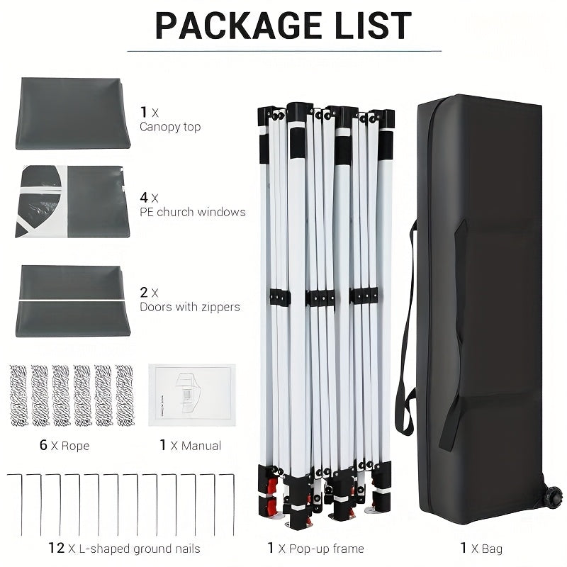 Pop-up Tent – Vouwtent – Markttent – Partytent – Pop-up Shelter – 3,05 x 6,1 Meter – 6 Afneembare Zijwanden
