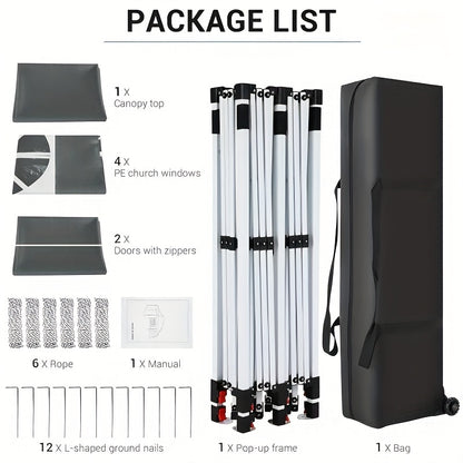 Pop-up Tent – Vouwtent – Markttent – Partytent – Pop-up Shelter – 3,05 x 6,1 Meter – 6 Afneembare Zijwanden