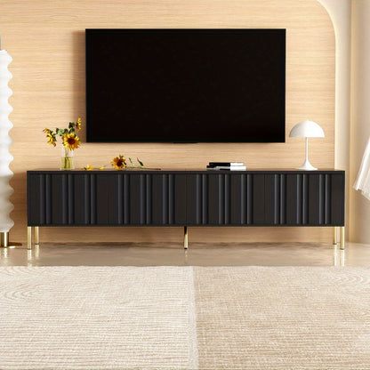 TV-meubel – TV-kast – TV-dressoir – Mediameubel – Tv-meubel met opbergruimte – 190 cm breed – Gouden poten en Soft-Close deuren - Zwart