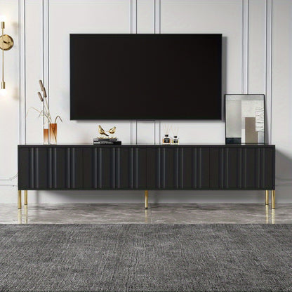 TV-meubel – TV-kast – TV-dressoir – Mediameubel – Tv-meubel met opbergruimte – 190 cm breed – Gouden poten en Soft-Close deuren - Zwart