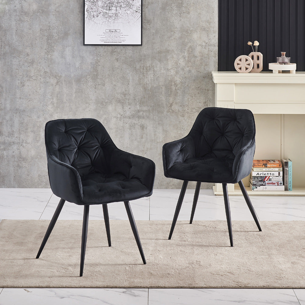 JYMTOM Velvet Dining Chairs with Padded Seat and Backrest Sturdy Metal Legs and Armrests Comfortable Accent Chair for Dining Room Living Room or Lounge, Home Decor Furniture, Lounge Seating, Velvet Upholstery, Elegant Design,