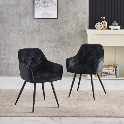 JYMTOM Velvet Dining Chairs with Padded Seat and Backrest Sturdy Metal Legs and Armrests Comfortable Accent Chair for Dining Room Living Room or Lounge, Home Decor Furniture, Lounge Seating, Velvet Upholstery, Elegant Design,