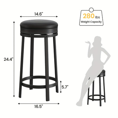 Barstoel – Barkruk – Barstoel Kruk – Barstoel Stoel – Barkrukken Set – Draaibaar 360° – Met Voetensteun – Rugloos – Hoogte 65 cm – Met Metaal & Kunststof – Eenvoudig Schoon Te Maken