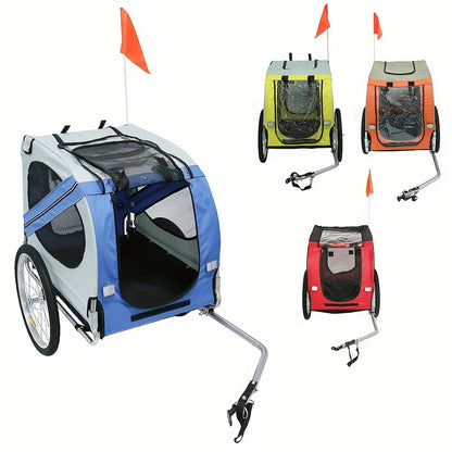 Hondenwagen – Hondenbuggy – Huisdierenwagen – Wandelwagen – Fietskar – Opvouwbaar – Stalen Frame Met Oxford Stof – Max. Draaggewicht 40 kg – Blauw/Groen/Oranje/Zwart
