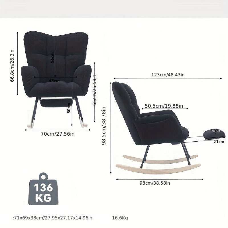 Schommelstoel – Relaxstoel – Fauteuil – Loungestoel – Zwarte Schommelstoel – Bamboe A-Frame – Duurzaam & Makkelijk Schoon Te Maken