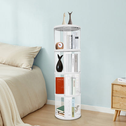 Boekenrek – Boekenkast – Boekenplank – Opbergkast – Boekenstandaard – Draaibaar 360° – Ruim 4-laags – Duurzaam ABS & PET – Compact en Stijlvol – Wit